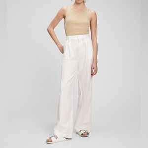 GAP Linen Cotton Pleated Wide Leg Pants